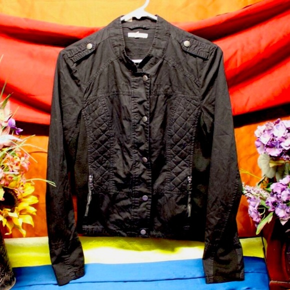 Maurices Small  Black Classic Jacket basic moto retro Quilted Cotton Snaps - Picture 6 of 12